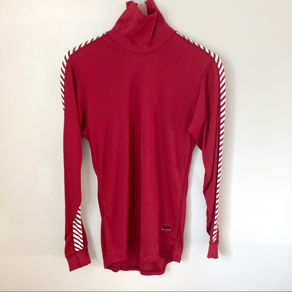 Helly Hansen Lifa Stripe Red turtleneck crew Shirt - Picture 2 of 8